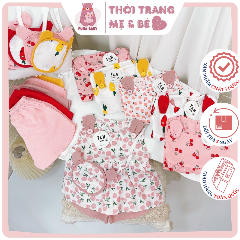 Set đũi cho bé gái ⚡ CỰC ĐẸP ⚡ Bộ đũi kèm túi tai gấu xinh xắn cho bé yêu, họa tiết đáng yêu, chất mềm mịn thoáng mát