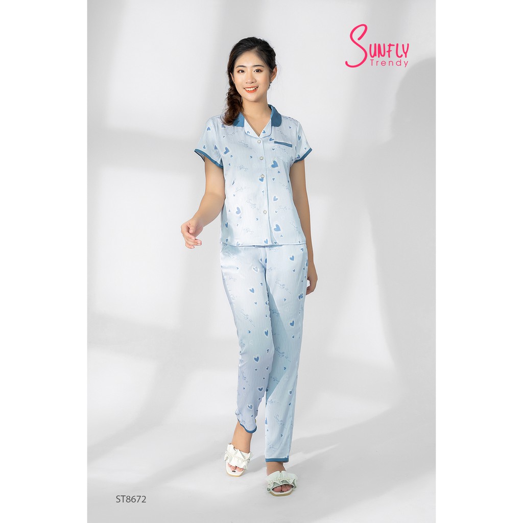 Đồ bộ nữ hãng Sunfly - Bộ mặc nhà quần dài áo cộc ST8672 (Nhiều màu kèm ảnh thật) | BigBuy360 - bigbuy360.vn