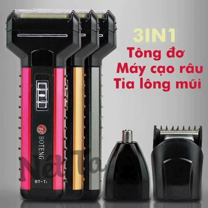 Máy cạo râu 3in1 nhập khẩu (vừa cạo râu, vừa tỉa lông mũi, vừa làm tông đơ cắt tóc), máy cạo dâu Boteng 3in1