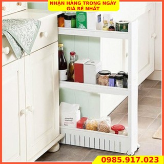 Kệ đựng đồ đa năng nhà bếp , khe tủ lạnh và phòng tắm 3 tầng có bánh xe