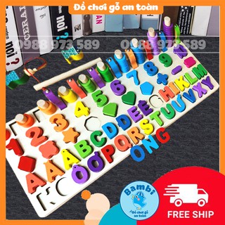 Bảng chữ cái tiếng Anh/tiếng Việt và số bằng gỗ Bộ ghép hình - Thả hình]