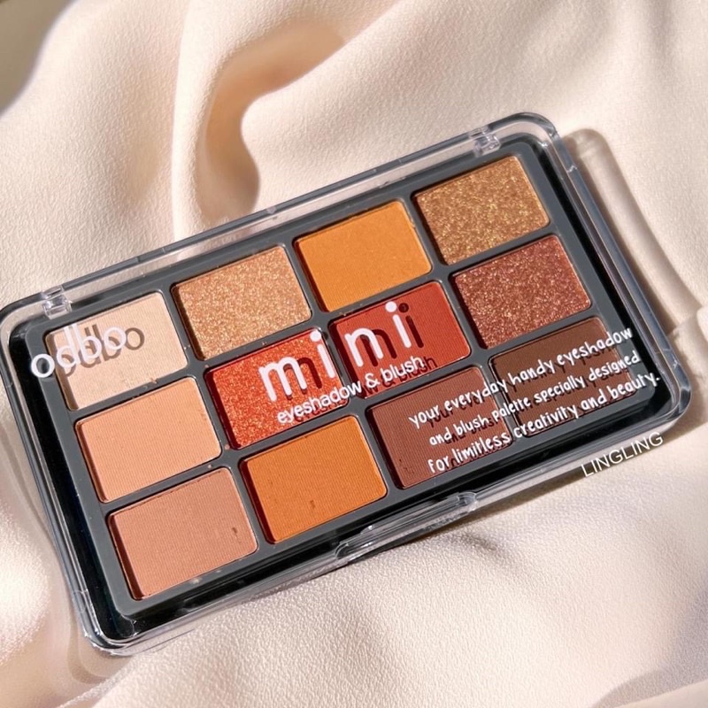 Bộ trang điểm phấn mắt và má hồng odbo 2in1 tông cam #02