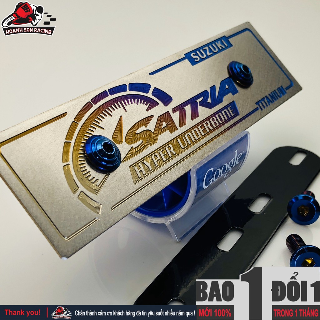 Bảng tên titan SATRIA, titan 100% gắn cho các đời xe satria TẶNG pát gắn bảng tên xe satria và ốc gắn bảng tên titan 6l2