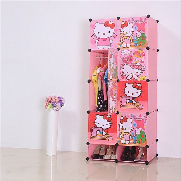 tủ nhựa lắp ghép Hello Kitty 8 ô kèm 2 ô giày