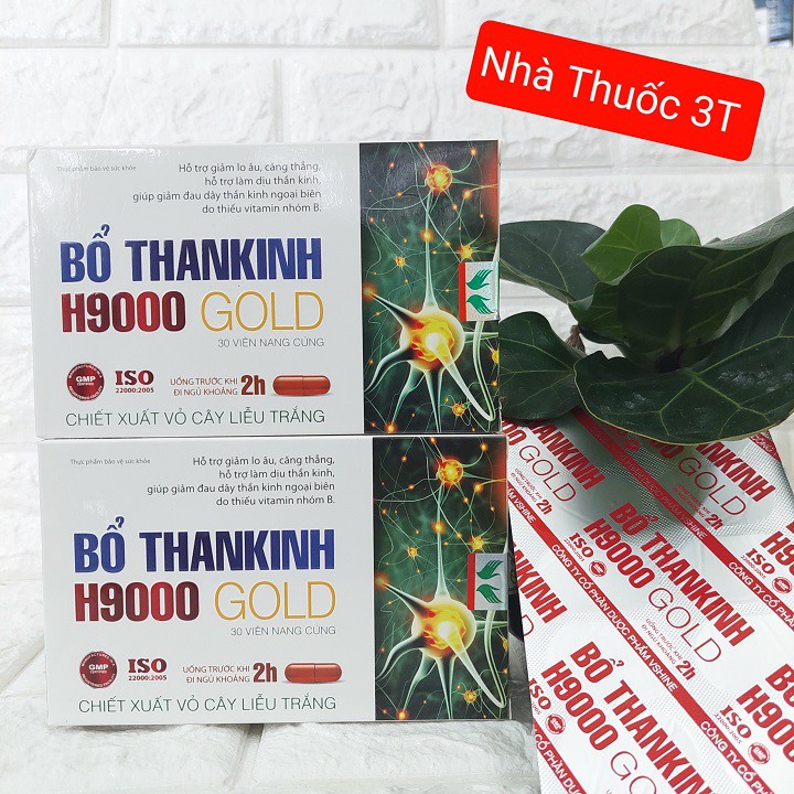 Bổ Thần Kinh – H9000 Gold, giảm lo âu, căng thẳng, hết tê bì tay chân, hết đau vai gáy. Hộp 20 viên