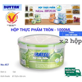 2 Hộp nhựa tròn đựng thực phẩm 1000ML DUY TÂN CAO CẤP