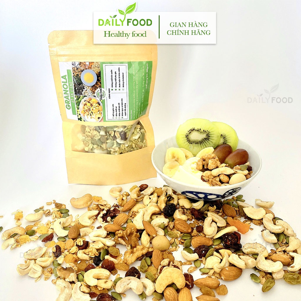 Granola ăn kiêng siêu hạt có Macca , Óc Chó Ngũ cốc giảm cân Mix 9 loại hạt DailyFood chính hãng