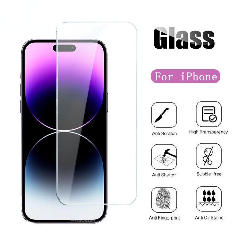 Ốp Điện Thoại Kính Cường Lực 9H Trong Suốt Cho iPhone 11 12 13 14 Pro Max Plus Mini X XS XR Max 6 6S 7 8 Plus SE