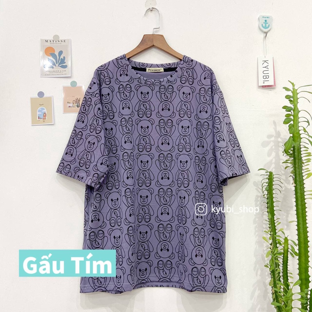 Áo thun tay lỡ Ulzzang Kyubi cotton phom rộng unisex họa tiết cá tính [Nhiều Mẫu LIST26] - Tee Tshirt Kyubi ATTL26