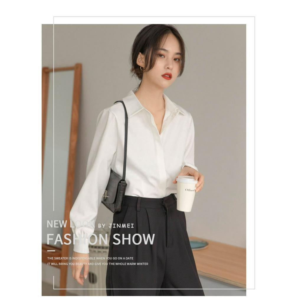 Áo sơ mi nữ dài tay form rộng cổ tay bo phồng tiểu thư thanh lịch áo sơ mi nữ chất liệu lụa cao cấp mềm mịn thoáng mát