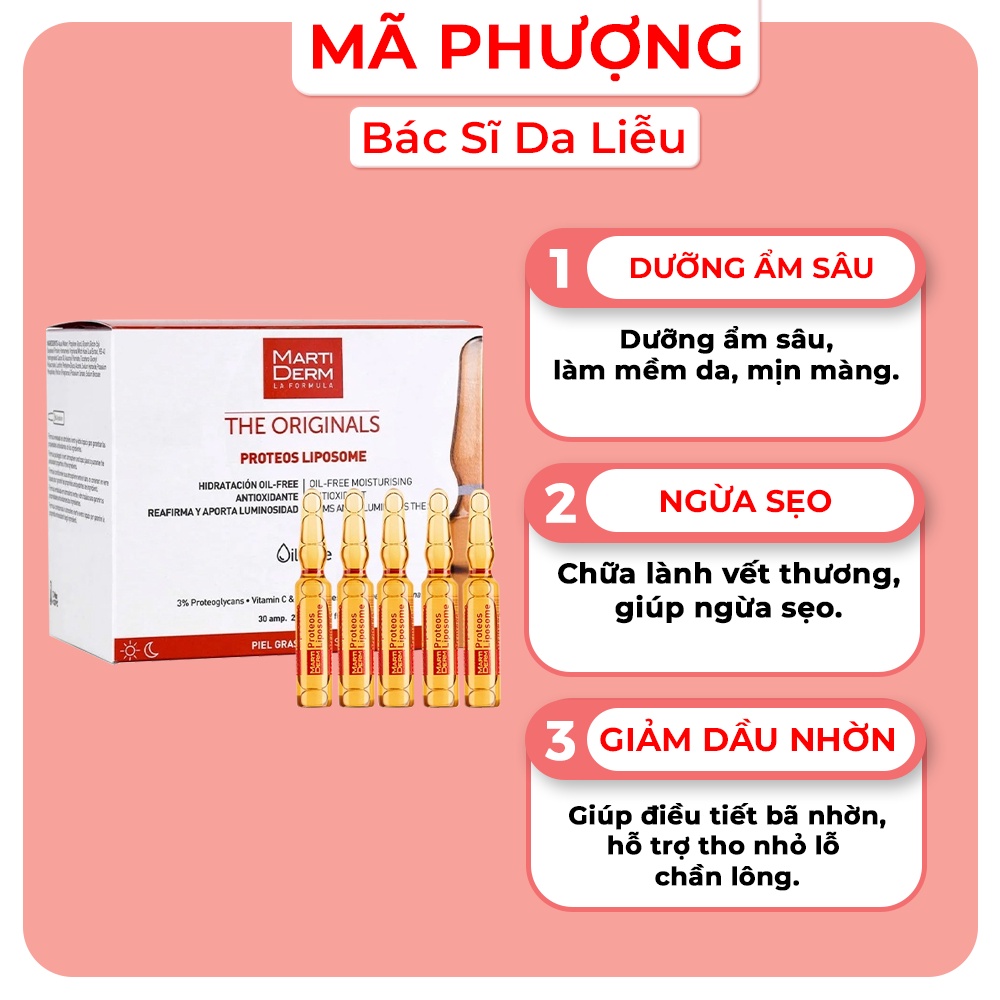 [CHÍNH HÃNG] Tinh chất chống lão hóa, phục hồi và kiểm soát bã nhờn Martiderm The Originals Proteos Liposome ( Vỉ )