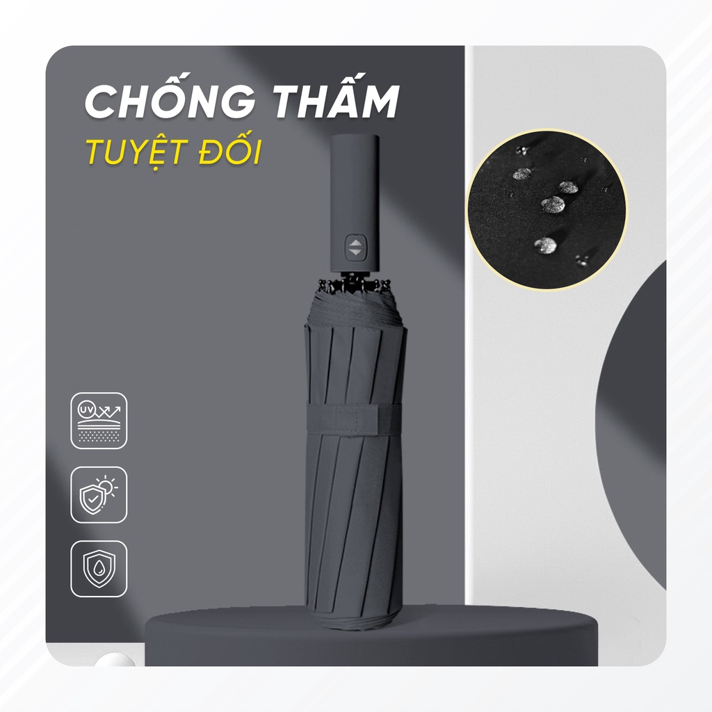 Dù Che Nắng Gấp Mở Tự Động - Ô Che Mưa Cao Cấp 12 Nan Chống Tia UV Bức Xạ Tuyệt Đối