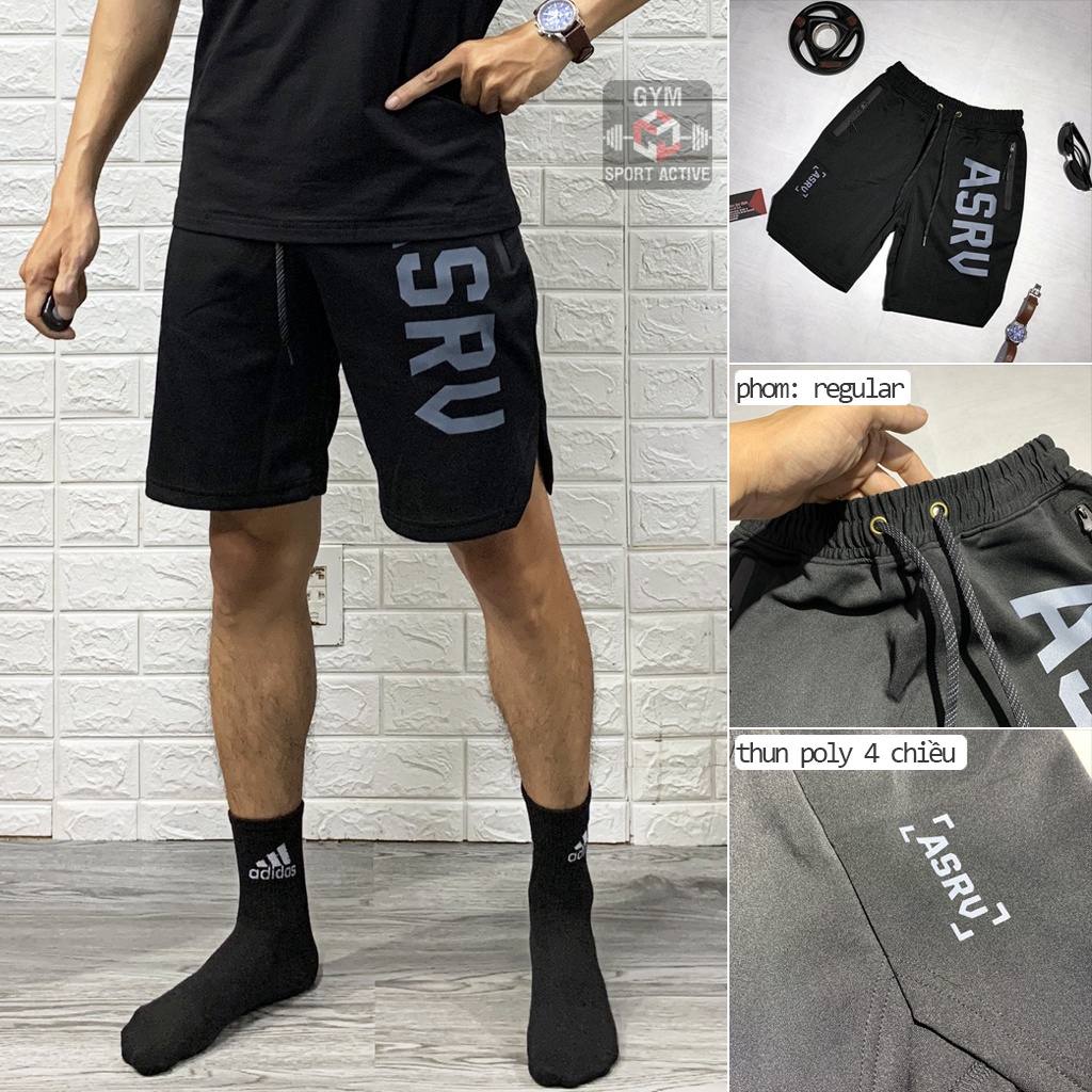 Quần short nam thể thao quần đùi tập gym nam phom đẹp short ASRV thun poly 4 chiều ( ảnh video thực tế )