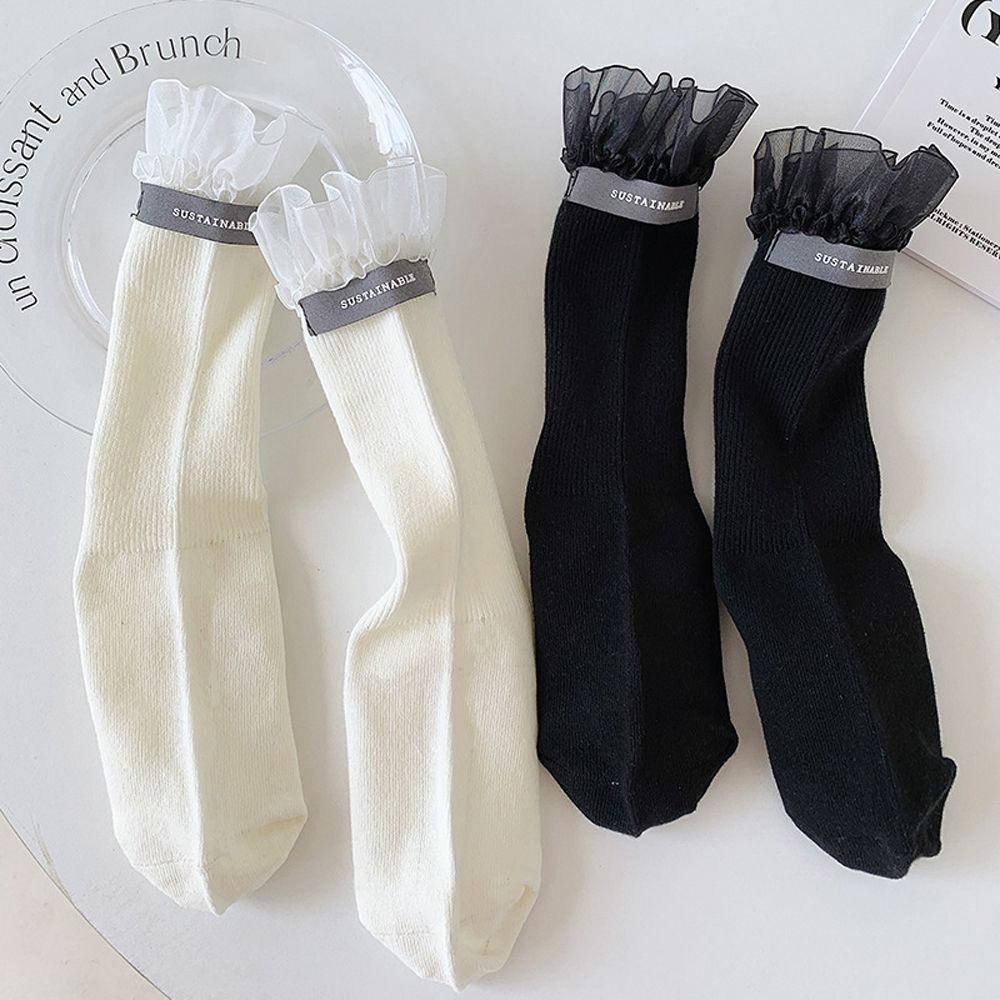 Vớ Cotton Cổ Vừa Phối Ren Thời Trang Nhật Bản Dành Cho Nữ / 3 Tuổi
