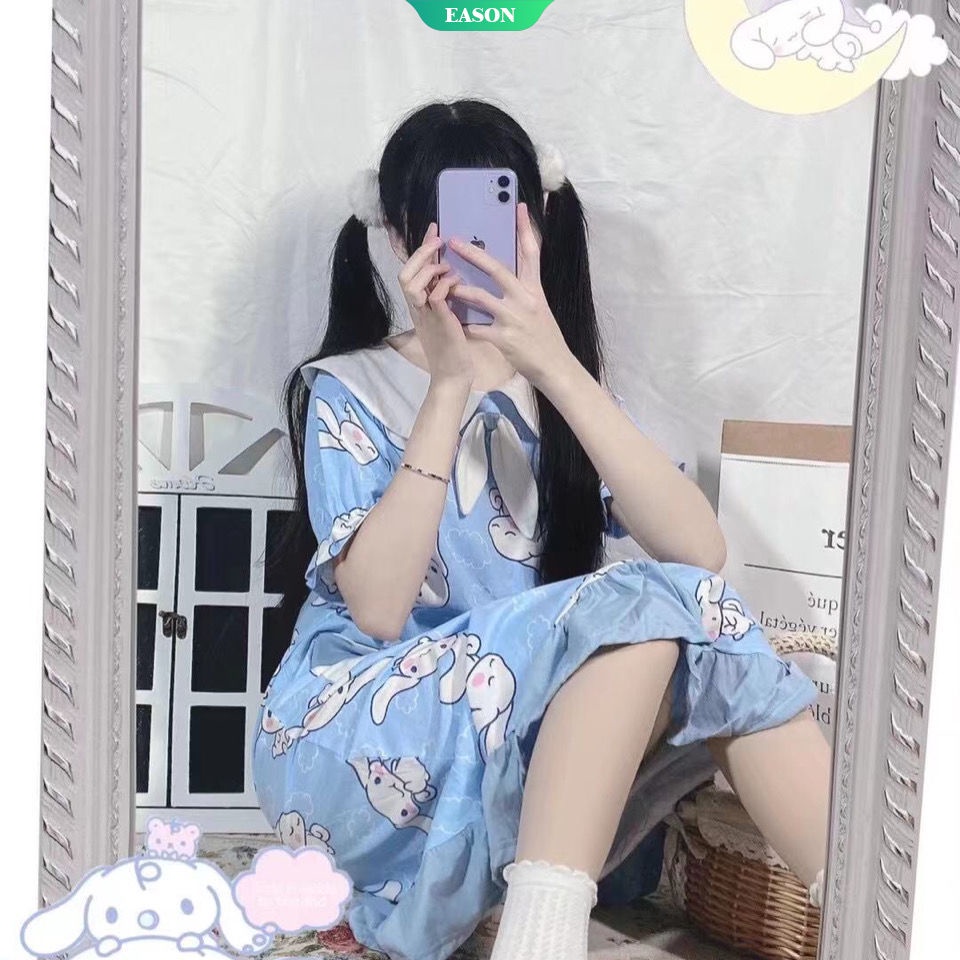 Hoạt Hình đồ ngủ Dáng Rộng In Hình Chú Chó Cinnamoroll Dễ Thương Thời Trang Mùa Hè Cho Nữ