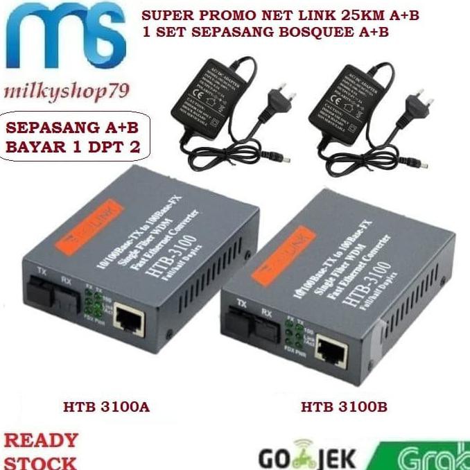 1 Bộ Chuyển Đổi Netlink Htb 3100 Fiber Optic Sang Lan Media Converter A + B Standard 0512