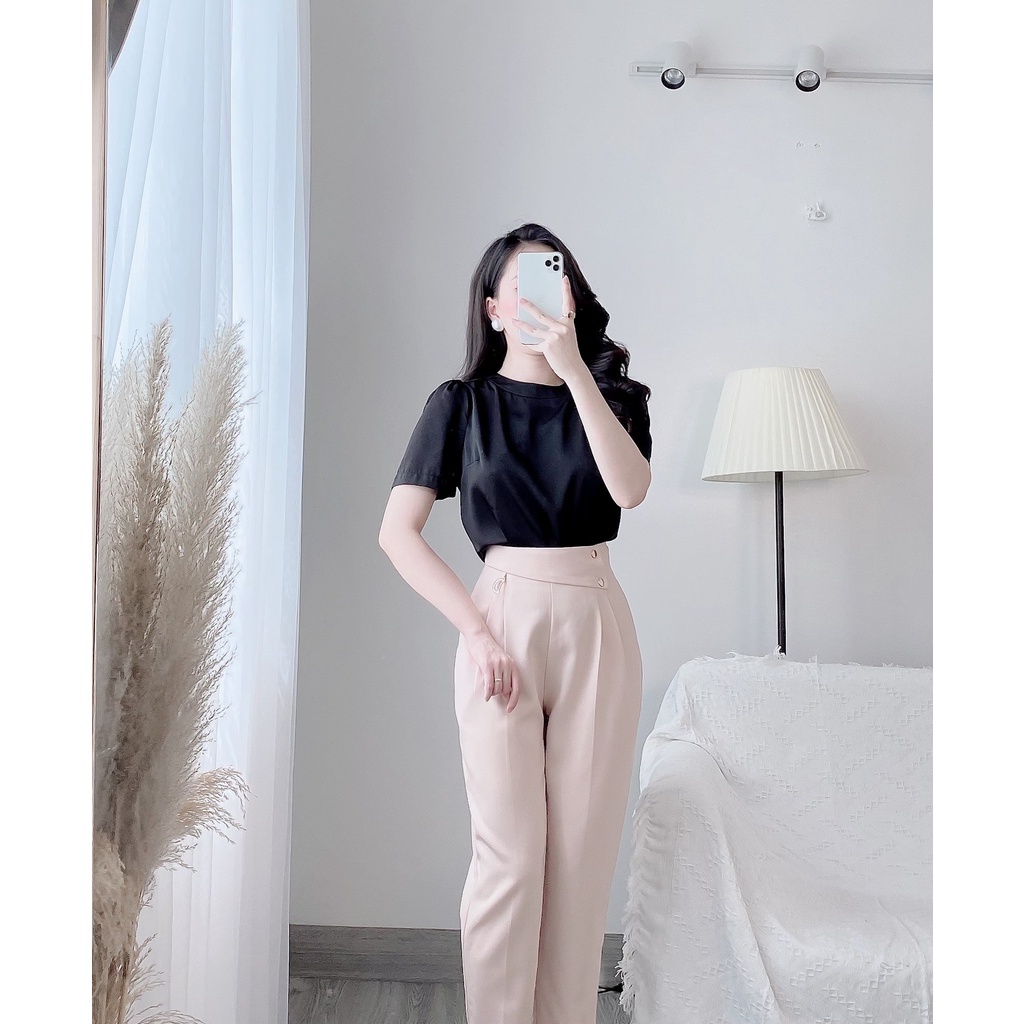 Áo Lụa Đen Cổ Tròn Zym's House - K151
