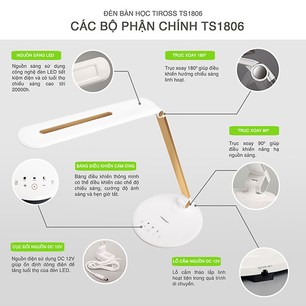 Đèn Bàn LED Chống Cận Tiross TS1806 - 8W