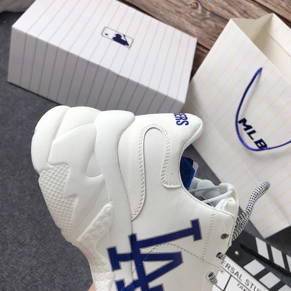Giày độn đế MLB la trắng chữ xanh. Giày thể thao sneaker nam nữ hot trend tăng chiều cao Full Box Bill
