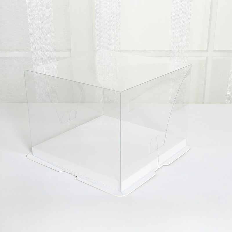 Hộp mica đựng bánh sinh nhật kt 28x28x18cm (kèm đế/ ko có ruy băng)
