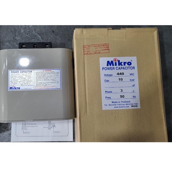 Mikro MMS-445010KT : Tụ bù dầu 3 pha 10Kvar 440V 50Hz