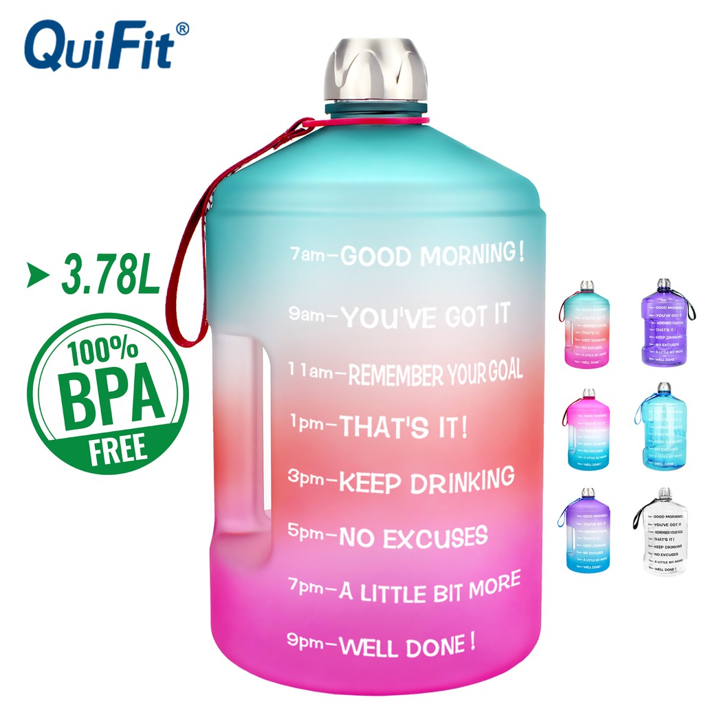 QuiFit 3.78L Bình Uống Nước Đánh Dấu Thời Gian Không Chứa Bpa Chống Rò Rỉ Và Bền Bỉ