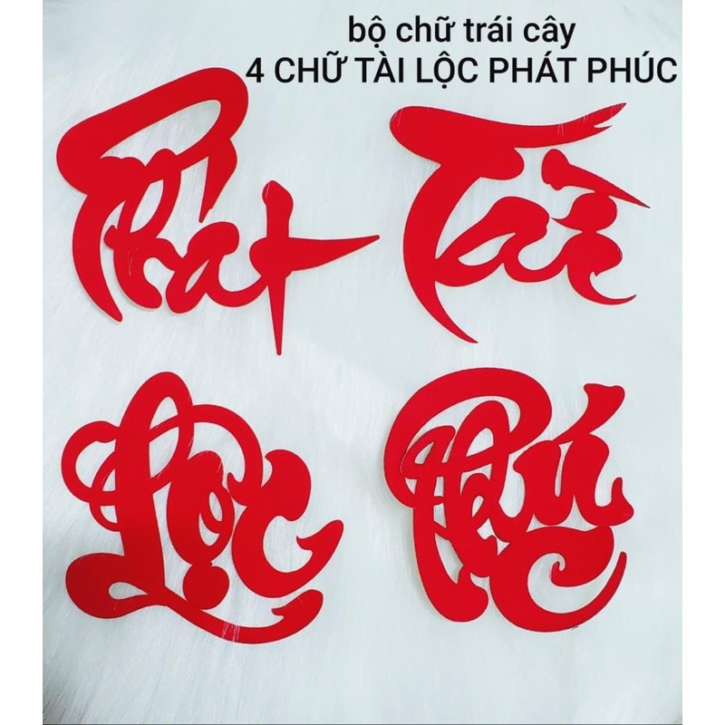 Chữ thư pháp PHÁT - PHÚC - TÀI - LỘC dán dưa hấu - dán bưởi trang trí Tết - Brendo Store