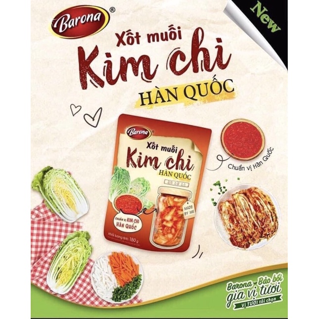 Xốt muối kim chi Hàn Quốc Barona 180g siêu tiện lợi