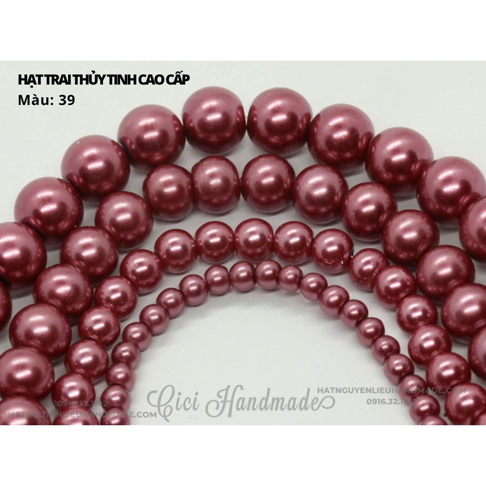 Túi chia lẻ hạt trai nhân tạo trai thủy tinh size 8mm và 10mm đỏ hồng tím link 1/2 Cici Handmade chuyên hạt đá hạt pha