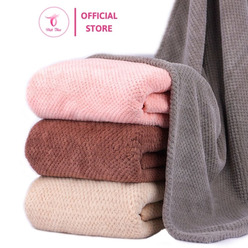 Khăn tắm lớn, khăn tắm sợi microfiber cao cấp, siêu thấm, siêu mềm, 70x140 cm Việt Thư