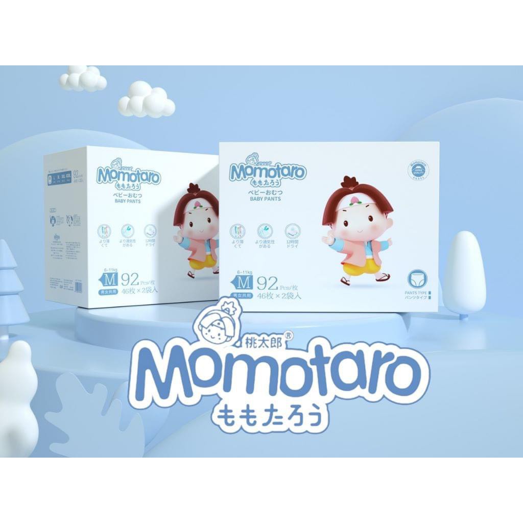 (Mua 2 giảm giá 10k) Bỉm dán/quần MOMOTARO S112/M96/L84/XL78/XXL72/XXXL70 tiện dụng tiết kiệm tối đa cho mẹ à bé
