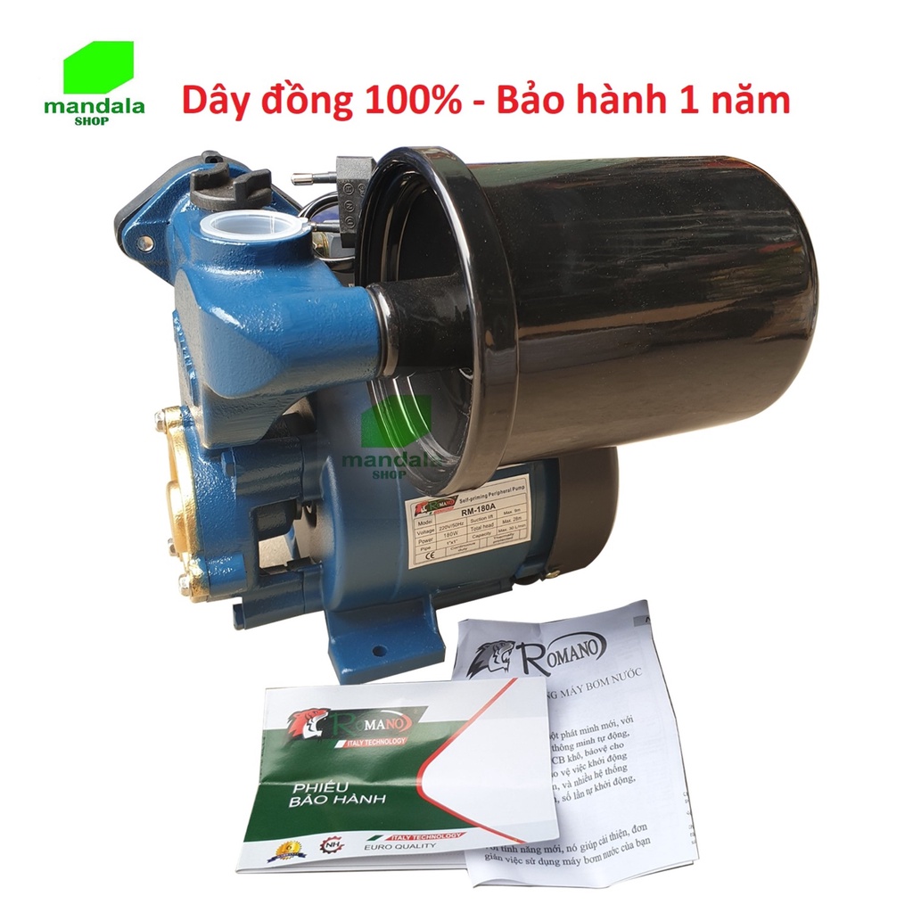 Máy bơm tăng áp tự động Romano công suất 180W hút đường ống tốt, đẩy cao khỏe,lắp được ở nhiều vị trí