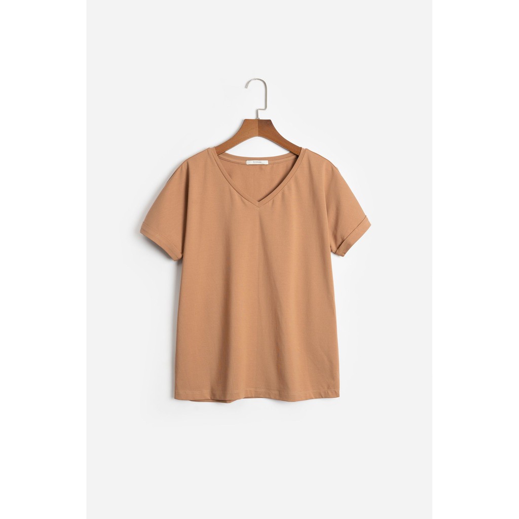 [Mã SKAMA06 giảm 8% tối đa 50K đơn 250K] Áo Thun Cổ Tim Tay Lơ Vê[Madelen]