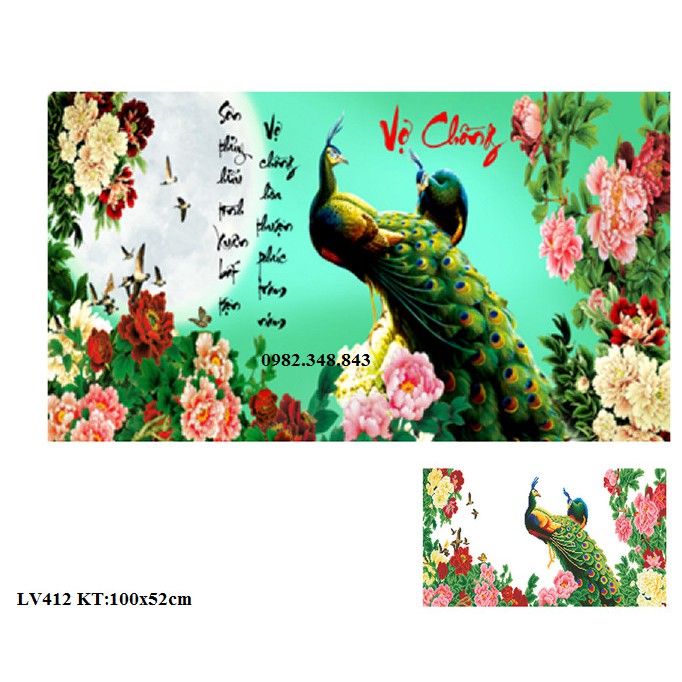 Tranh đính đá vợ chồng KT:100x52cm. Tranh gắn đá chưa gắn .