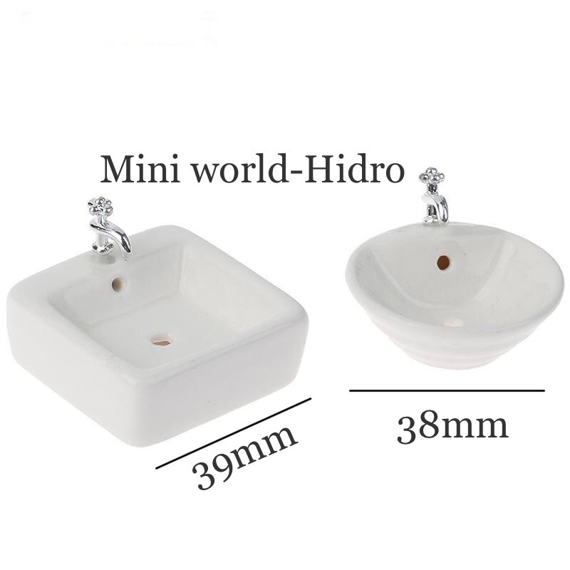 Mô hình Lavabo bồn rửa tay mini trang trí nhà búp bê Barbie tỉ lệ 1/6, 1/8, 1/12