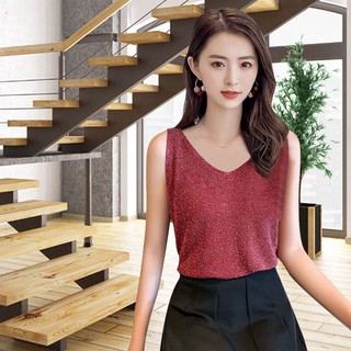 Áo lụa sát nách cổ chữ V gợi cảm cho nữ