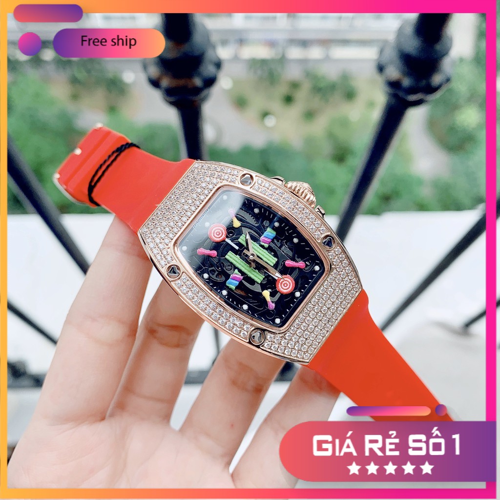 Đồng Hồ Huboler Hanboro Nữ Dây Da Silicon Đỏ Mặt Sắc Màu Rose Gold Chính Hãng 31x42mm