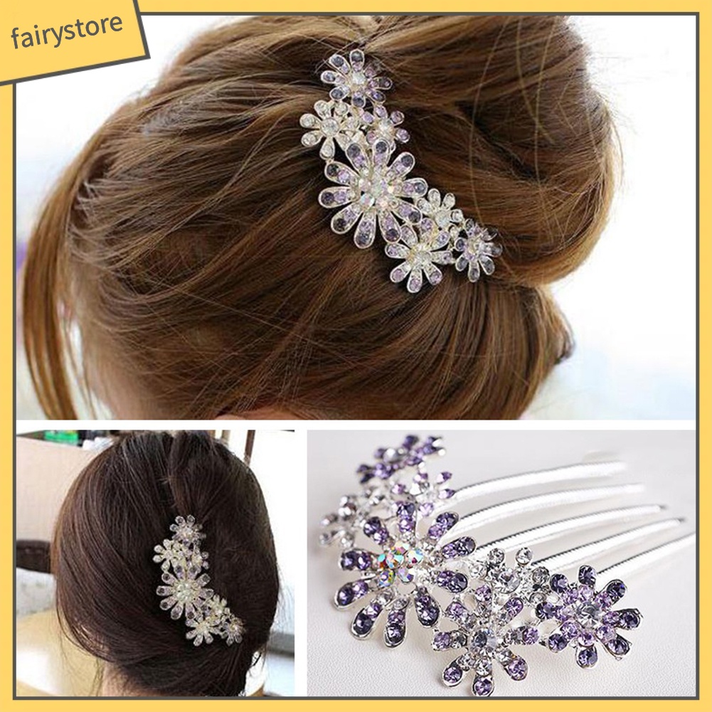 Kẹp tóc hình hoa đính đá kiểu dáng thời trang cho nữ