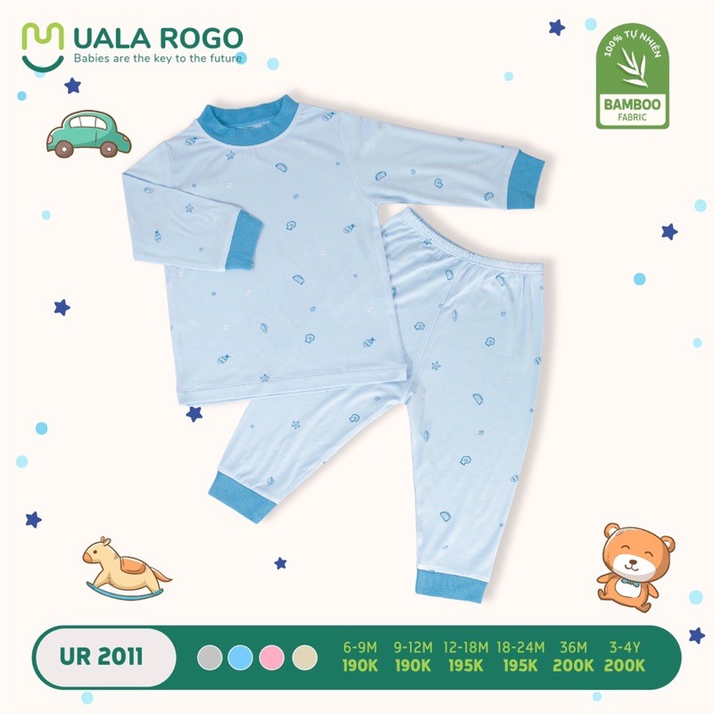 Bộ dài tay cổ 2 phân bamboo UALA ROGO (6m-4y)