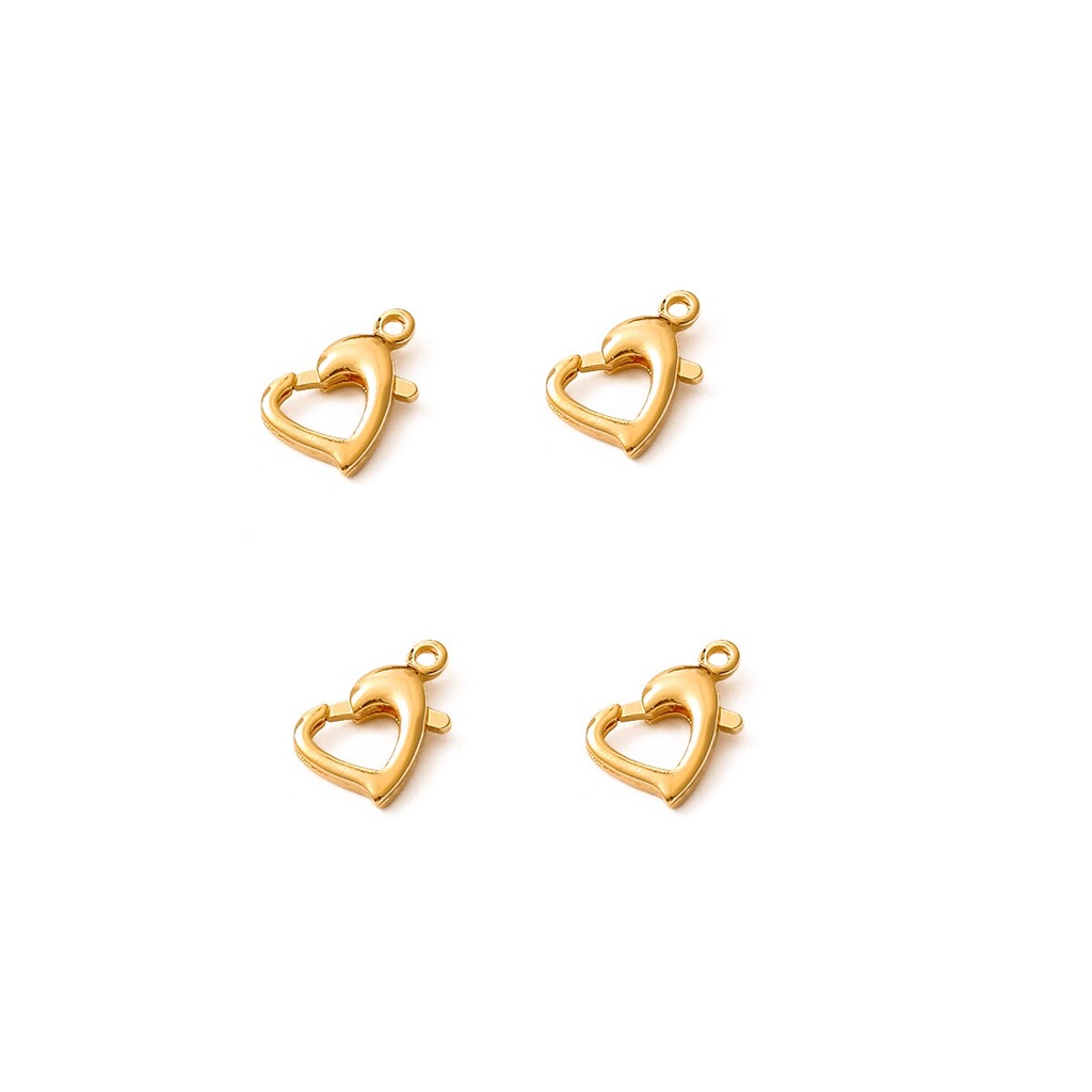 Set 1/4 Móc Khóa Hình Trái Tim Màu Vàng Đồng Làm Trang Sức DIY