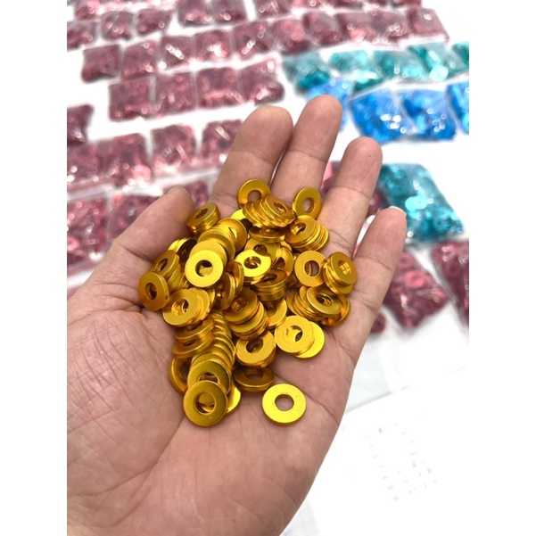 Long đền lốc máy 6li nhôm màu vàng