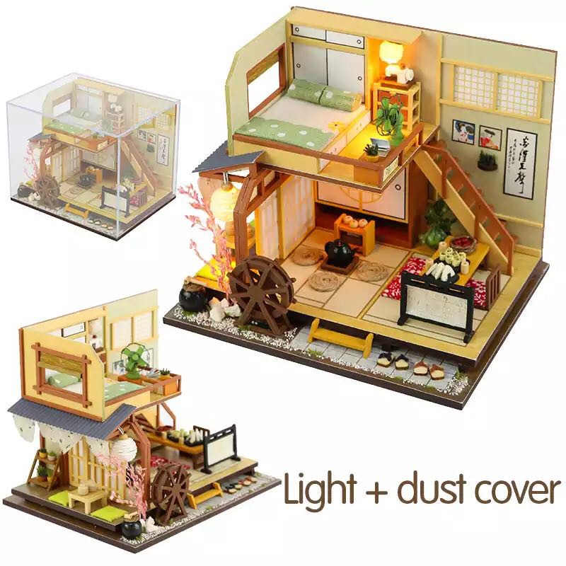【Giao hàng trong 7 ngày】 Ngôi nhà búp bê tự làm dễ thương với đồ nội thất, nhà búp bê phong cách Nhật Bản M34
