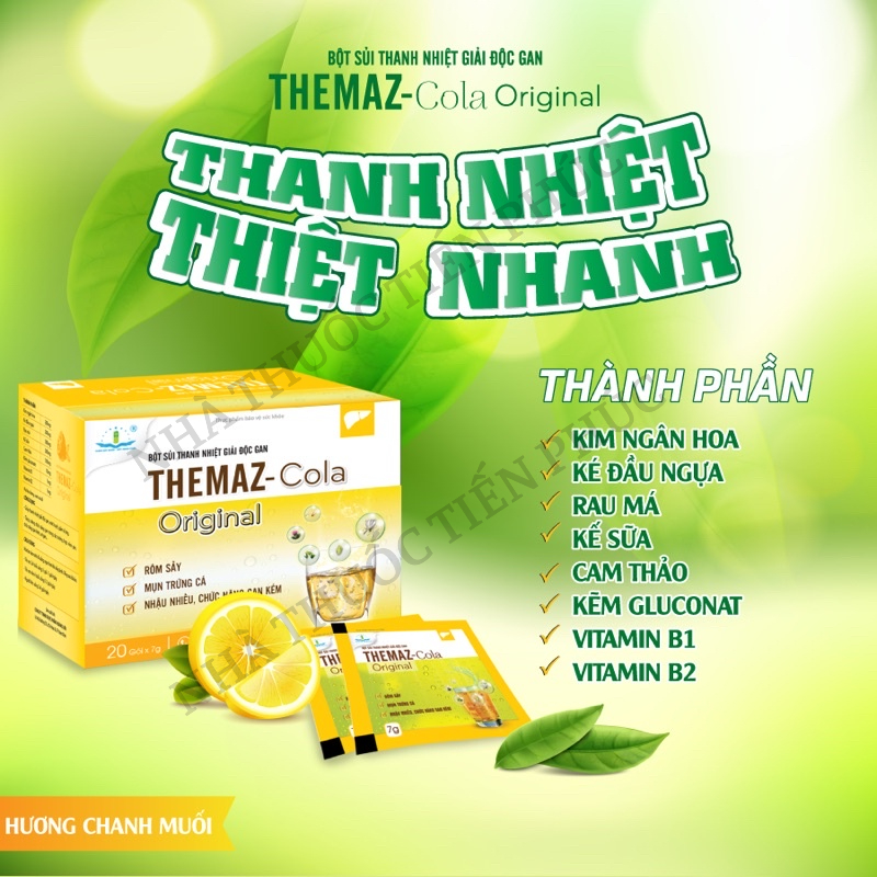 Bột sủi thanh nhiệt giải độc gan Themaz Cola Original  Hộp 20 Gói