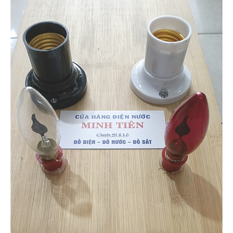 Bóng lửa nhấp nháy đuôi E12  màu đỏ, trắng sản xuất tại Việt Nam bởi Cty Hòa Thái