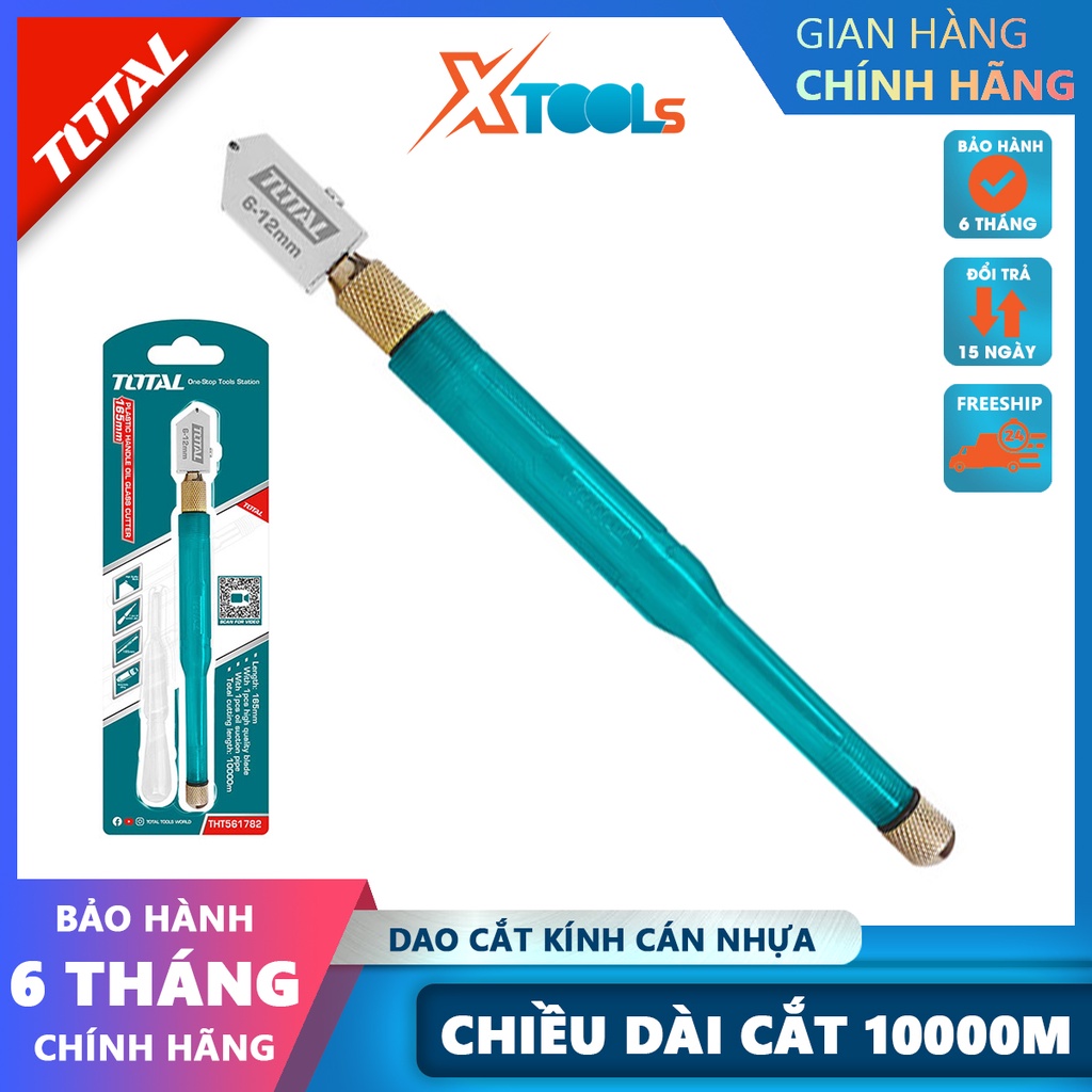 Dao cắt kính TOTAL THT561782 165mm Bút cắt kiếng tay cầm nhựa linh hoạt, bền chắc, lưỡi dao sắc bén -CHÍNH HÃNG-XTOOLS