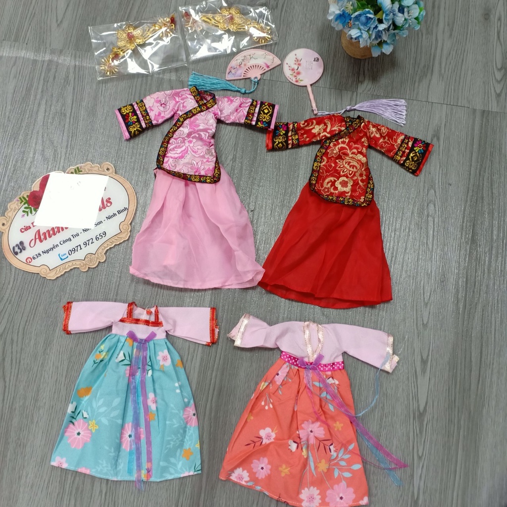 Các mẫu váy cổ trang hoạ tiết thêu lấp lánh và mẫu đơn giản cho búp bê baboliy size 30cm