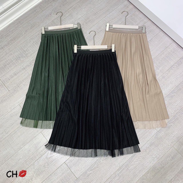 Chân váy xếp ly xòe dáng dài phối ren LYNS - Váy xếp li Hai lớp lưng cao có thể mặc được 2 kiểu -MS04 | BigBuy360 - bigbuy360.vn