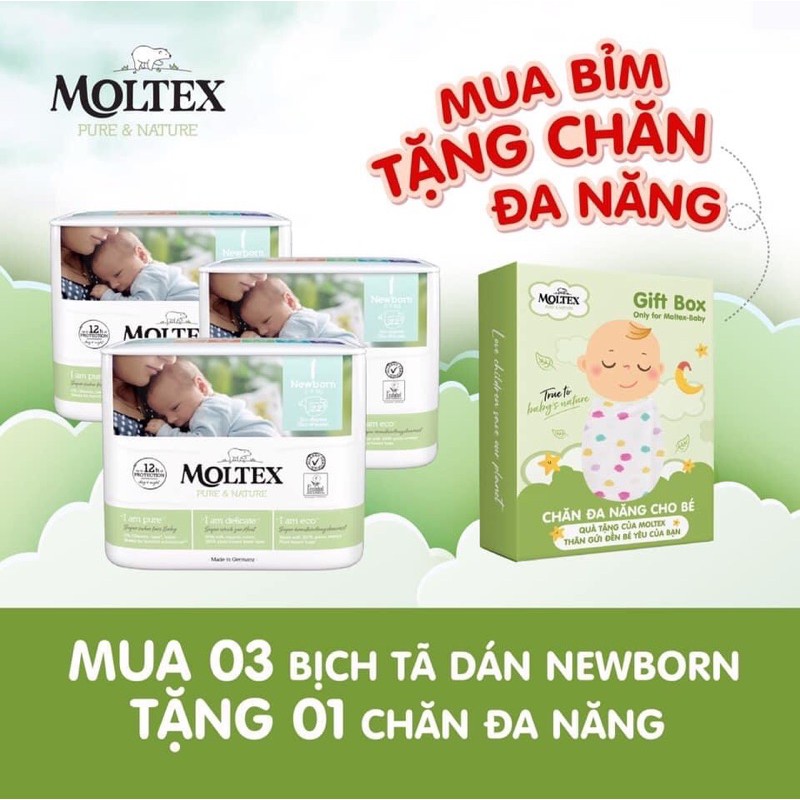 Tã bỉm dán MOLTEX nhập khẩu Đức đủ size NewBorn22/Mini38/Midi33/Maxi29/Junior25/XL21 TẶNG QUÀ