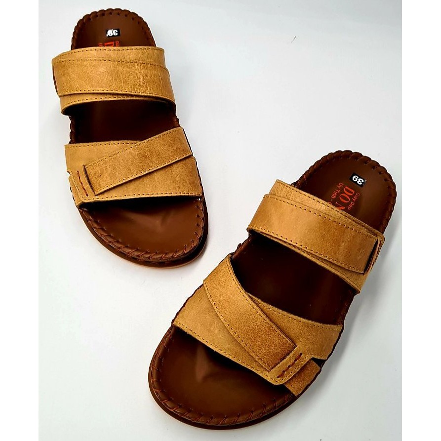 Dép da bò nam 100% da bò, dép quai ngang cao cấp mã KIN02 - shop kinson