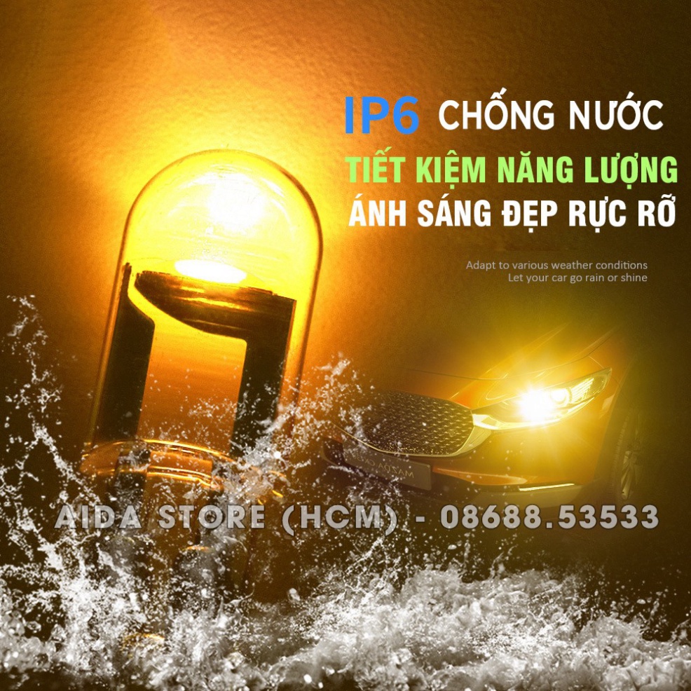 01 bóng LED T10 sáng tốt ĐÚC KÍNH như zin lắp mặt đồng hồ, demi, xi nhan xe máy, ô tô DC 12v